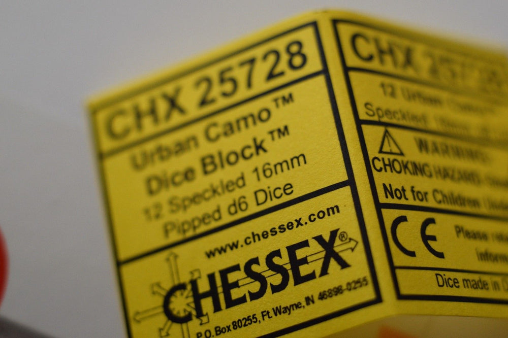 Urban Camo Speckled 16mm D6 Pipped | Sold Per Die (Black/Grey/Yellow) (Online Only)