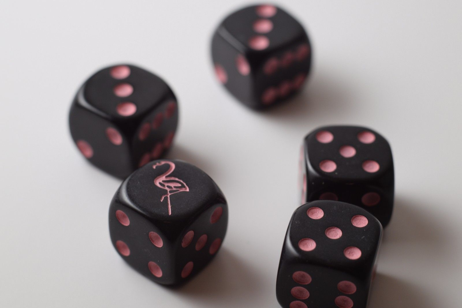 NEW  Black Dice with Pink Flamingo Dice 6 Sided Bunco RPG Game D6 16mm Roll (sold per piece) (Online Only)