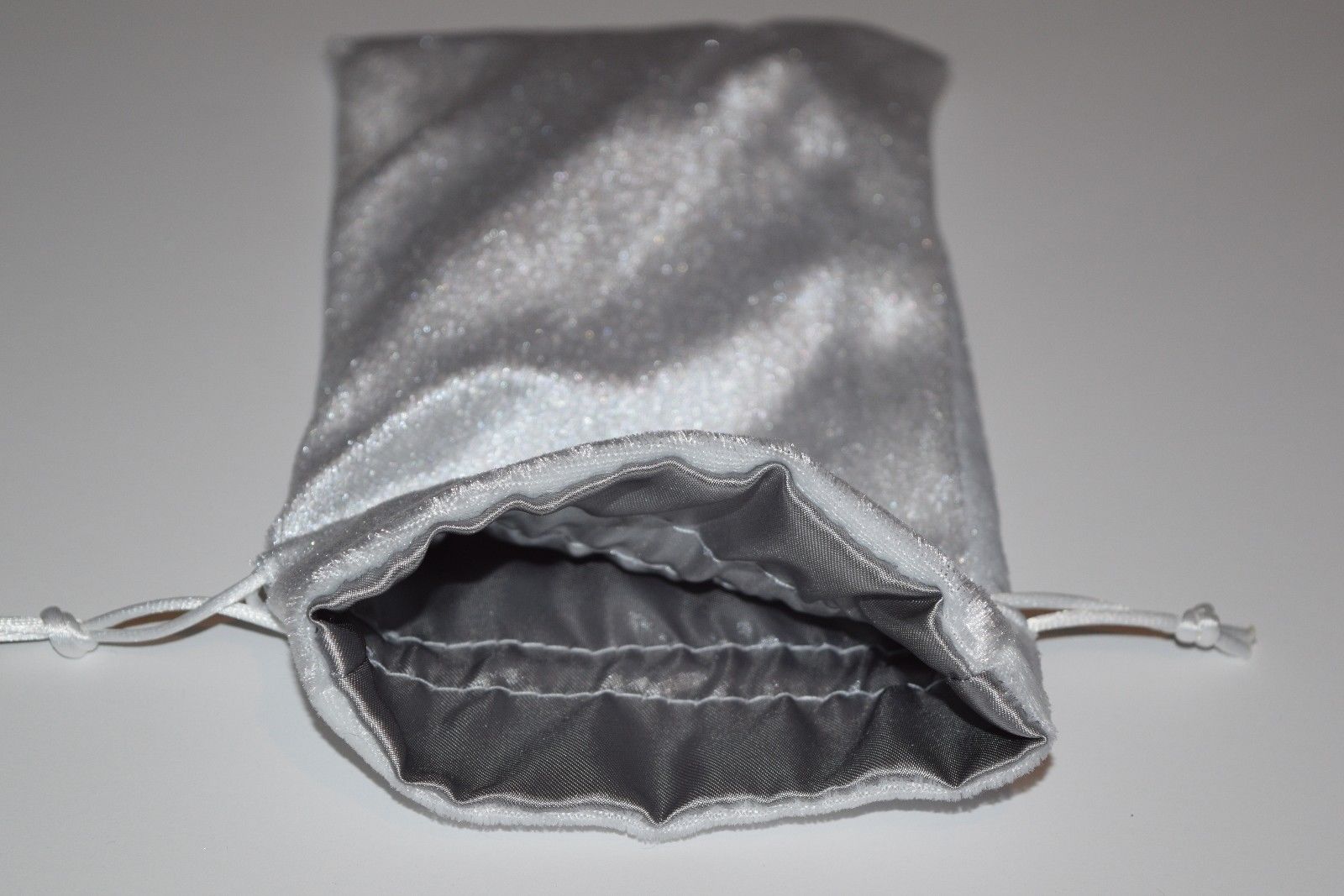 Large White Velvet Gift Bag Game Dice Bag w/ Grey Velvet Lining Counter Pouch (Online Only)