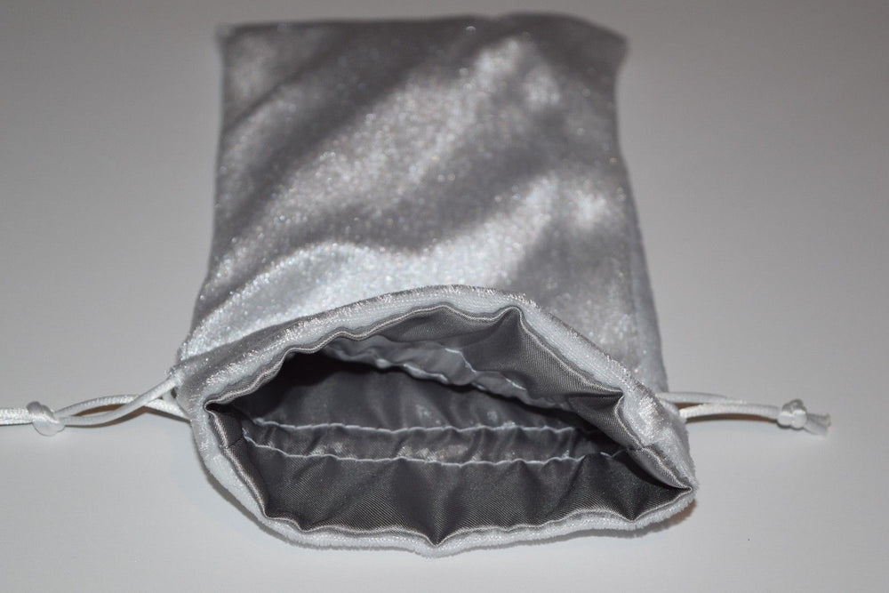 Large White Velvet Gift Bag Game Dice Bag w/ Grey Velvet Lining Counter Pouch (Online Only)