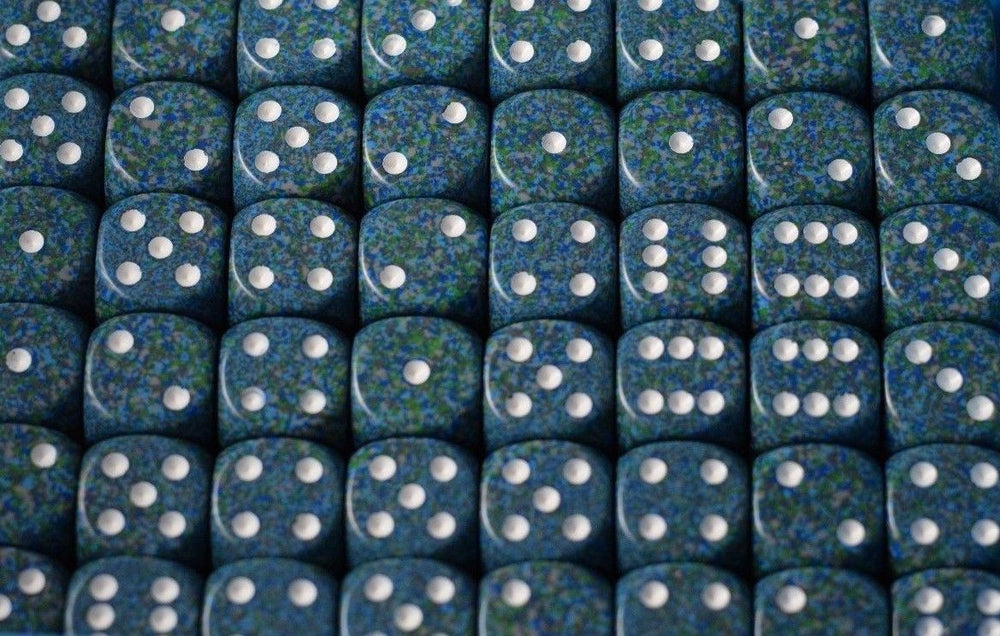 Sea Speckled 16mm D6 Pipped | Green/Blue/White (sold per die) (Online Only)