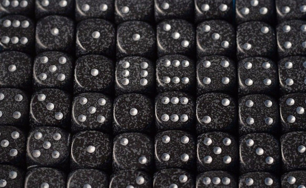 Ninja Speckled 16mm D6 Pipped | Black/Grey (sold per piece) (Online Only)