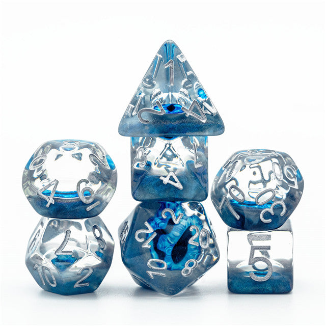 Blue Demon Eye Dragon Eye Dice 7-Dice Set Resin Dungeons and Dragons Dice (Online Only)