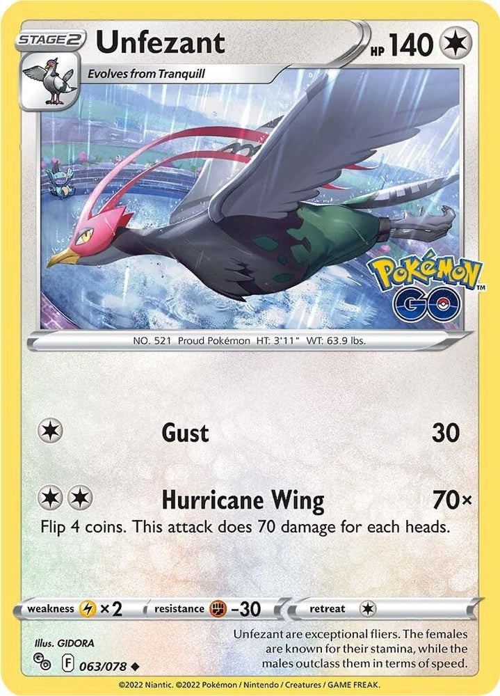 Unfezant (063/078) [Pokémon GO] (Online Only)