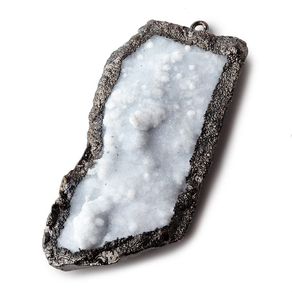 57x30mm Black Gold Leafed Gray Drusy Freeform Pendant 1 piece (ONLINE ORDER ONLY)