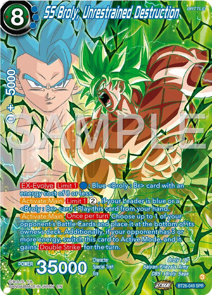 SS Broly, Unrestrained Destruction (SPR) (BT26-049) [Ultimate Advent] (ONLINE ORDER ONLY)