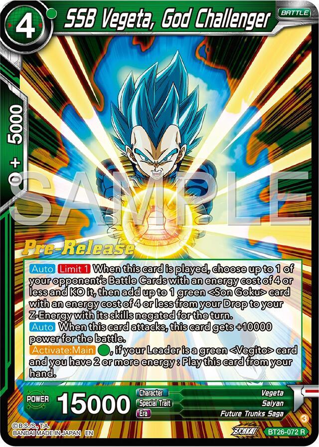 SSB Vegeta, God Challenger (BT26-072) [Ultimate Advent Prerelease Promos] (ONLINE ORDER ONLY)