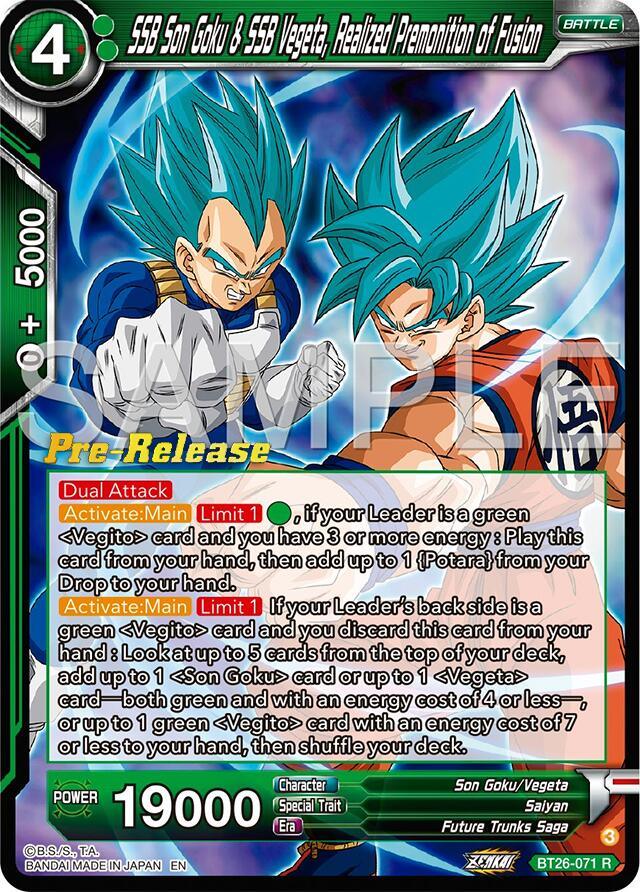 SSB Son Goku & SSB Vegeta, Realized Premonition of Fusion (BT26-071) [Ultimate Advent Prerelease Promos] (ONLINE ORDER ONLY)