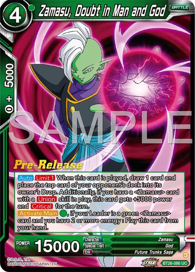 Zamasu, Doubt in Man and God (BT26-086) [Ultimate Advent Prerelease Promos] (ONLINE ORDER ONLY)