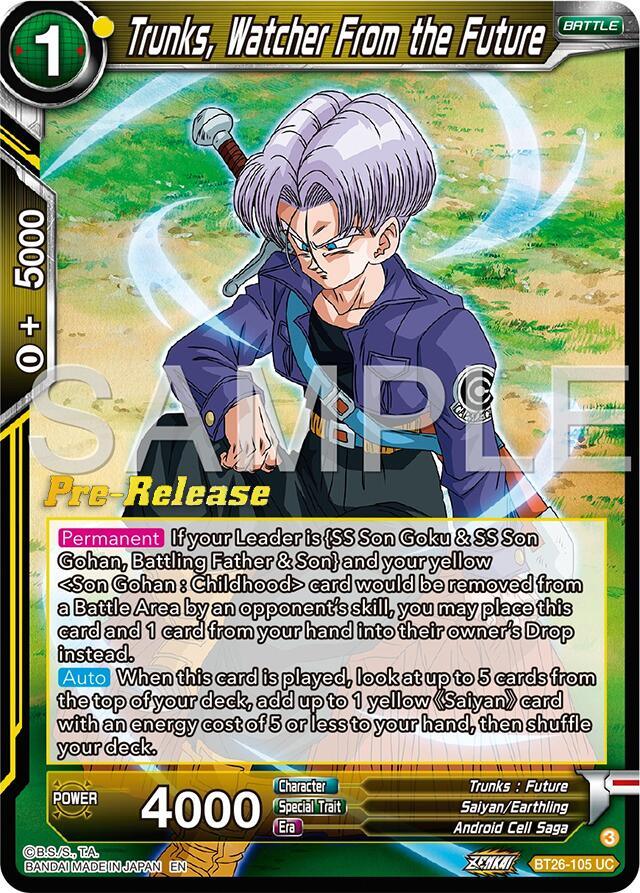 Trunks, Watcher From the Future (BT26-105) [Ultimate Advent Prerelease Promos] (ONLINE ORDER ONLY)