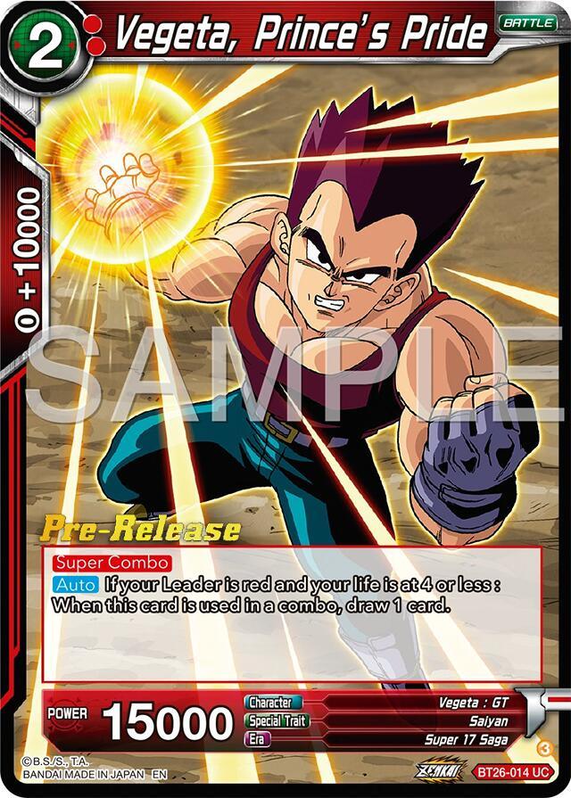 Vegeta, Prince's Pride (BT26-014) [Ultimate Advent Prerelease Promos] (ONLINE ORDER ONLY)