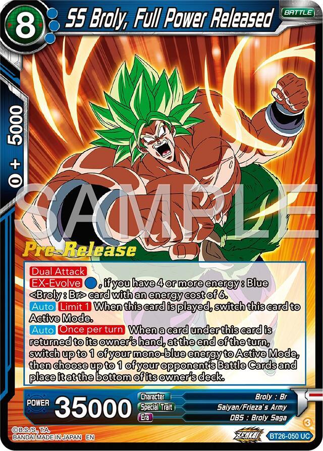 SS Broly, Full Power Released (BT26-050) [Ultimate Advent Prerelease Promos] (ONLINE ORDER ONLY)