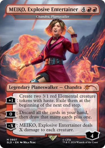 MEIKO, Explosive Entertainer - Chandra, Flamecaller (Rainbow Foil) (Japanese) [Secret Lair Drop Series]