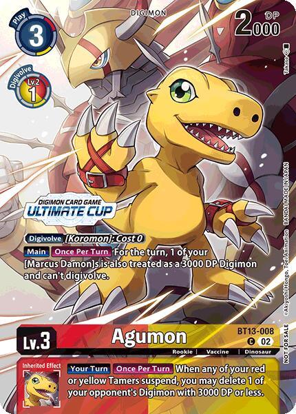 Agumon [BT13-008] (Ultimate Cup 2024) [Versus Royal Knights Booster] (ONLINE ORDER ONLY)