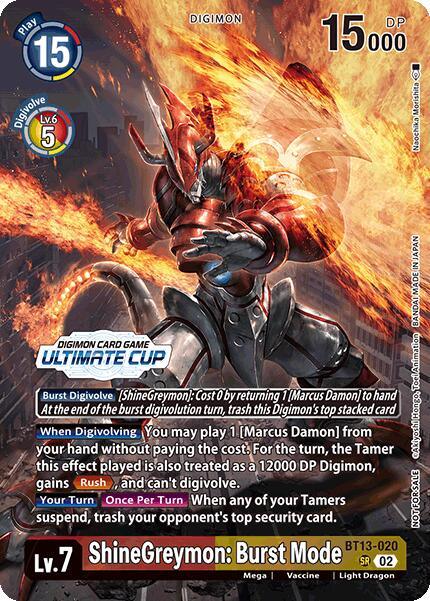 ShineGreymon: Burst Mode [BT13-020] (Ultimate Cup 2024) [Versus Royal Knights Booster] (ONLINE ORDER ONLY)