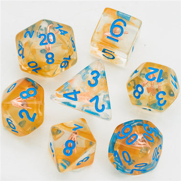 Ranger (Arrow) Clear Dice Blue w/ Golden Arrow 7-Dice Set Rpg (Online Only)