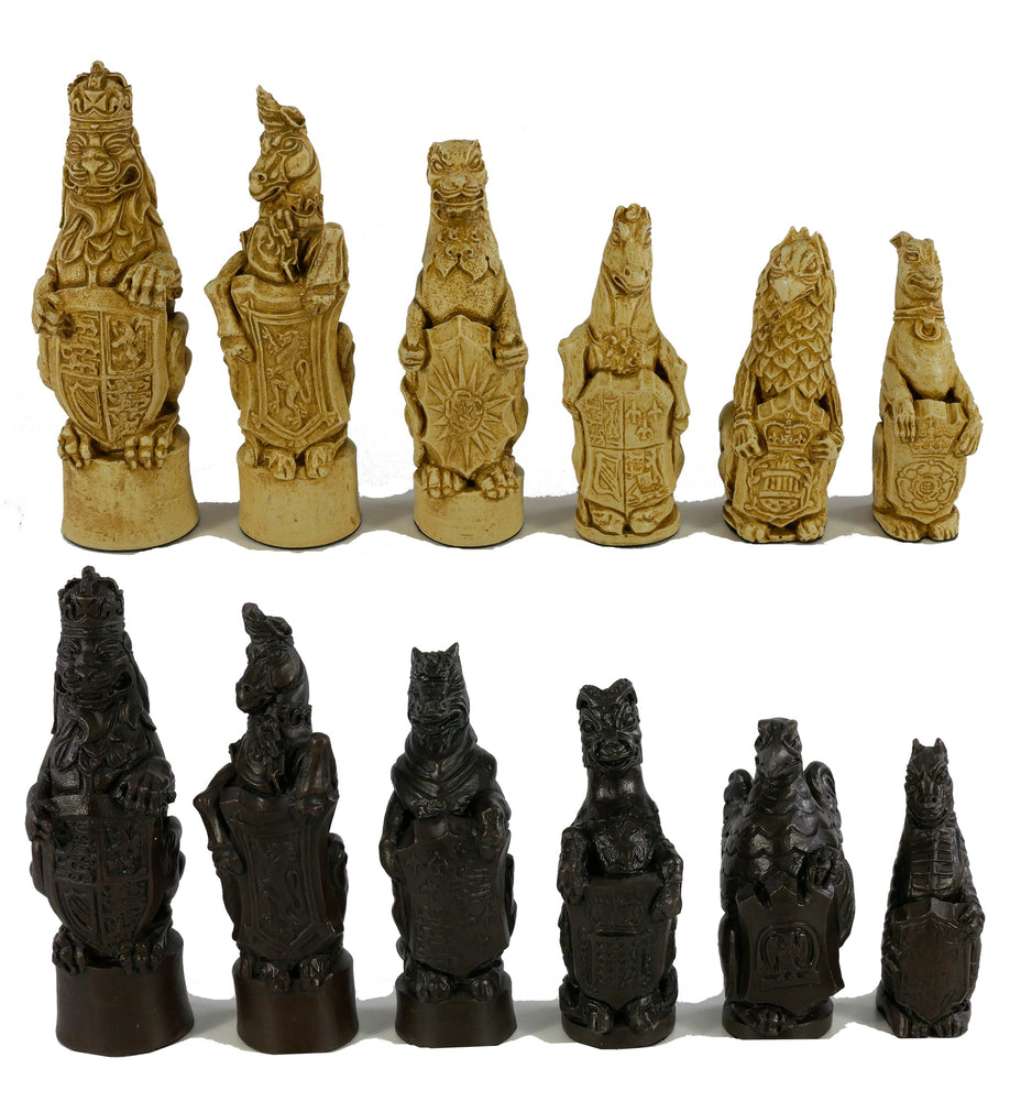Chess Set - 5.8" Royal Beasts Resin Chess Pieces on Walnut/Maple Chess Board (ONLINE ORDER ONLY)