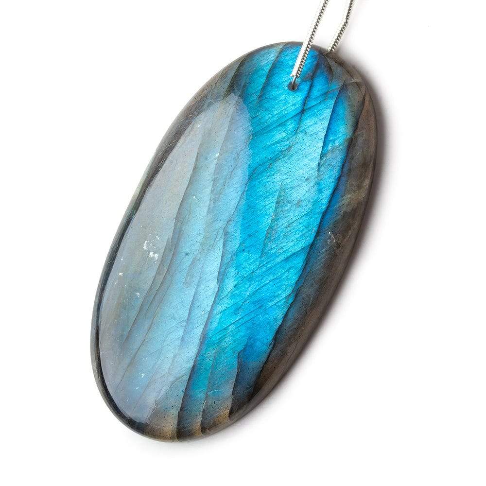 58x31x8mm Neon Aqua Blue Labradorite plain oval focal bead 1 piece AAA (ONLINE ORDER ONLY)
