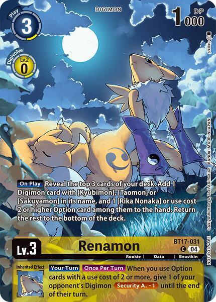 Renamon [BT17-031] (Legend Pack 2024 Box Topper) [Chain of Liberation] (ONLINE ORDER ONLY)