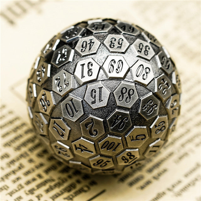 Silver Plated Ancient Metal d100 Dungeons and Dragons RPG (Online Only)