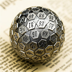 Silver Plated Ancient Metal d100 Dungeons and Dragons RPG (Online Only)