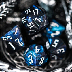 Glitter Party Black Glitter Dice (White font) 7-Dice Set (Online Only)