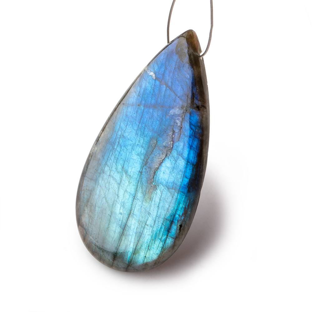 59x30x7mm Aqua Blue Labradorite plain pear focal bead 1 piece (ONLINE ORDER ONLY)