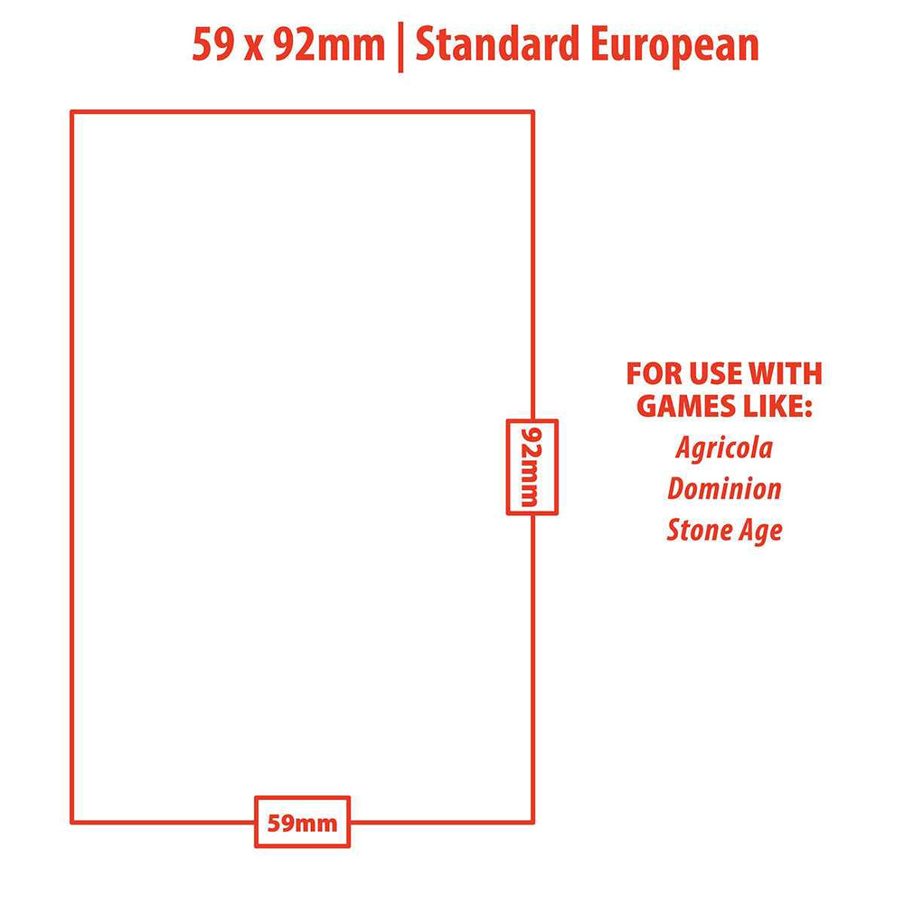 Standard European Lite Board Game Sleeves (100ct) for 59mm x 92mm Cards (ONLINE ORDER ONLY)