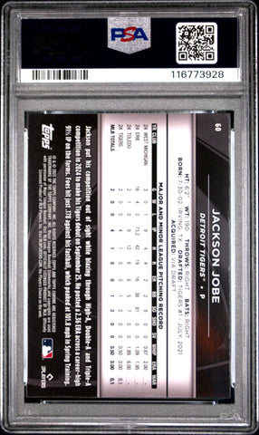 Graded 2025 Topps Chrome Black Jackson Jobe #60 Rookie RC Baseball Card PSA 10 Gem Mint (ONLINE ORDER ONLY)