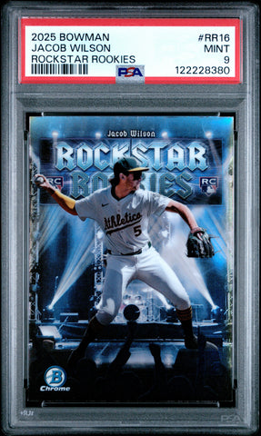 Graded 2025 Topps Bowman Jacob Wilson #RR16 Rockstar Rookies Rookie RC Baseball Card PSA 9 Mint (ONLINE ORDER ONLY)