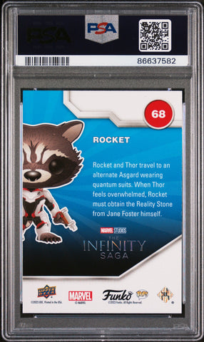 2023 UPPER DECK FUNKO POP MARVEL  ROCKET PATINA #68  PSA 10 (Online Order Only)