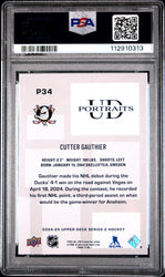 Graded 2024 Upper Deck Cutter Gauthier #P34 UD Portraits Rookie RC Hockey Card PSA 10 Gem Mint (ONLINE ORDER ONLY)