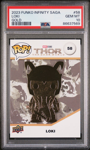 2023 UPPER DECK FUNKO POP MARVEL  LOKI GOLD #58  PSA 10 (Online Order Only)