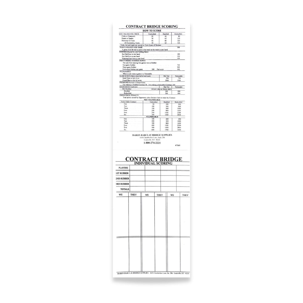 Super Jumbo Bridge Score Pad (ONLINE ORDER ONLY)