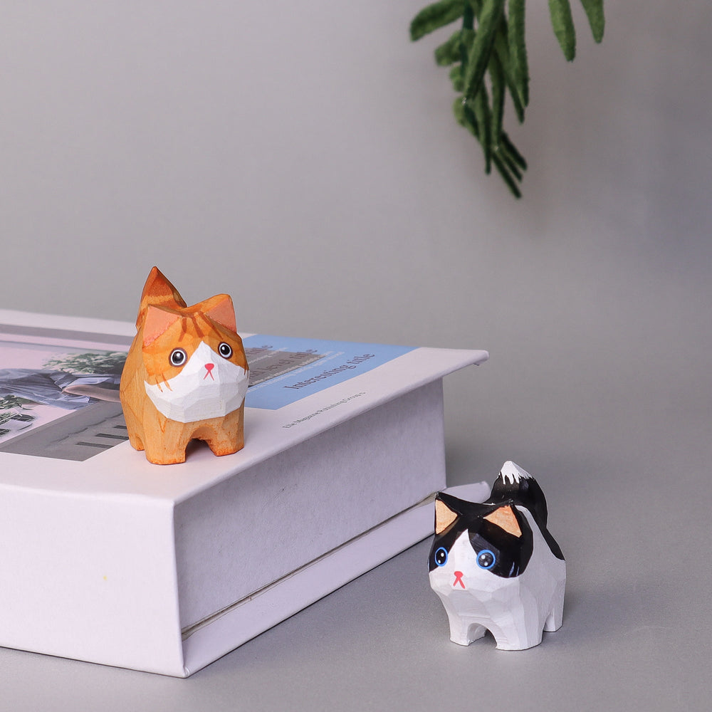 Hand-Carved Wooden Cats, Personalized Gift for Cat Lovers (ONLINE ORDER ONLY)