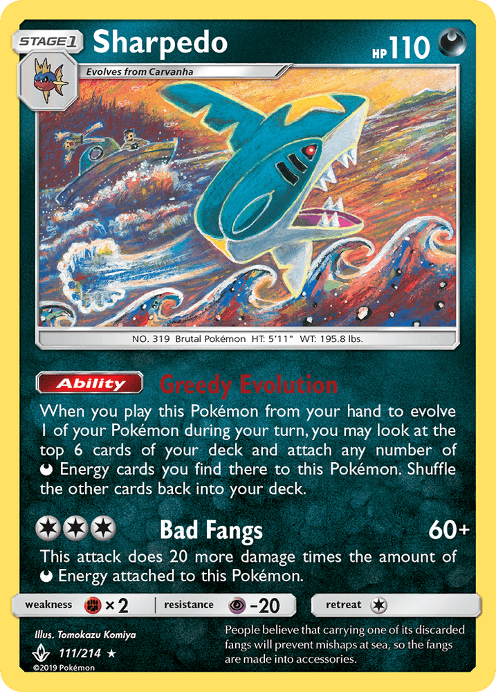 Sharpedo (111/214) [Sun & Moon: Unbroken Bonds] (Online Only)