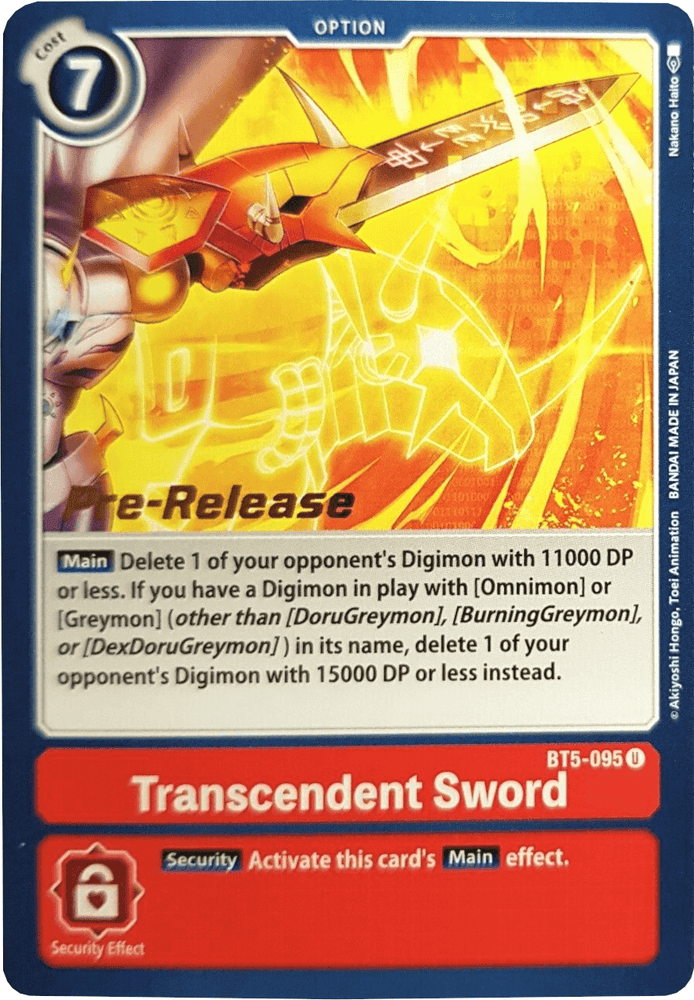 Transcendent Sword [BT5-095] [Battle of Omni Pre-Release Promos] (ONLINE ORDER ONLY)