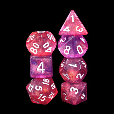 Carbon Stars Pink/Purple Glitter 7-Dice Set by HendgaDice (Online Only)