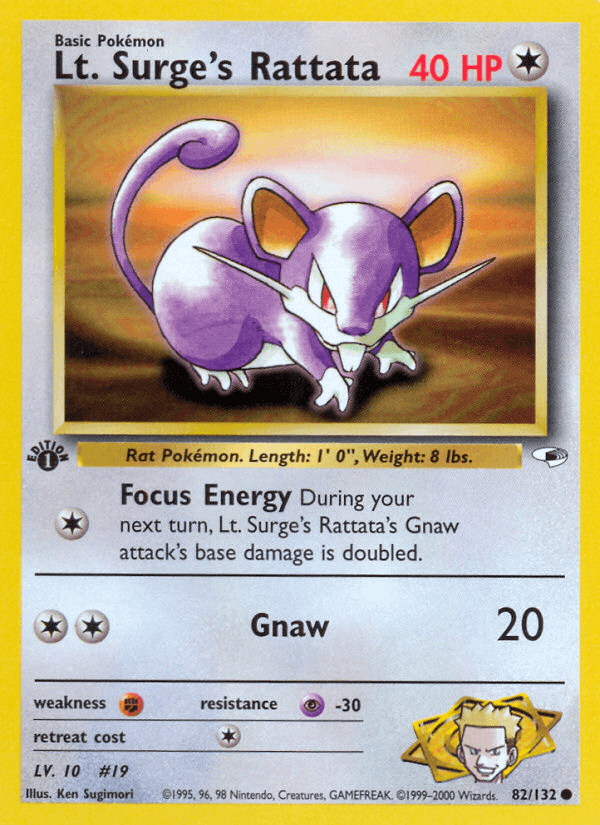 Lt. Surge's Rattata (82/132) [Gym Heroes 1st Edition] (Online Only)