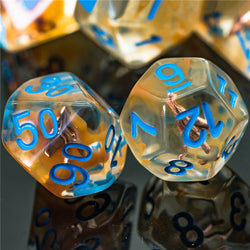 Ranger (Arrow) Clear Dice Blue w/ Golden Arrow 7-Dice Set Rpg (Online Only)