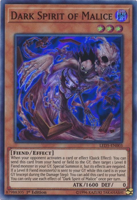 Dark Spirit of Malice [LED5-EN003] Super Rare (ONLINE ORDER ONLY)