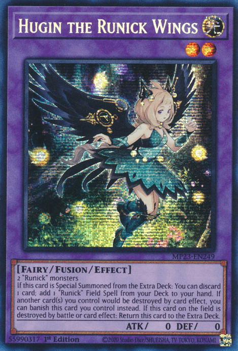 Hugin the Runick Wings [MP23-EN249] Prismatic Secret Rare (ONLINE ORDER ONLY)