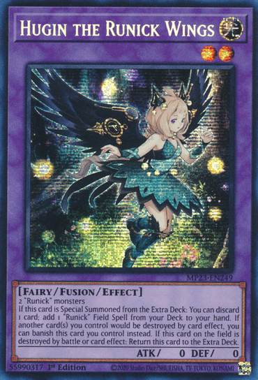 Hugin the Runick Wings [MP23-EN249] Prismatic Secret Rare (ONLINE ORDER ONLY)