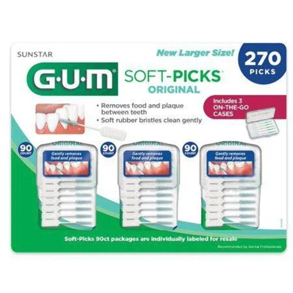 Sunstar G.U.M. Original Soft-Picks with Travel Cases 3 Packs=270 ct (ONLINE ORDER ONLY)