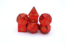 Red Chrome with Gold Solid Metal Barbarian Dice Set (ONLINE ORDER ONLY)