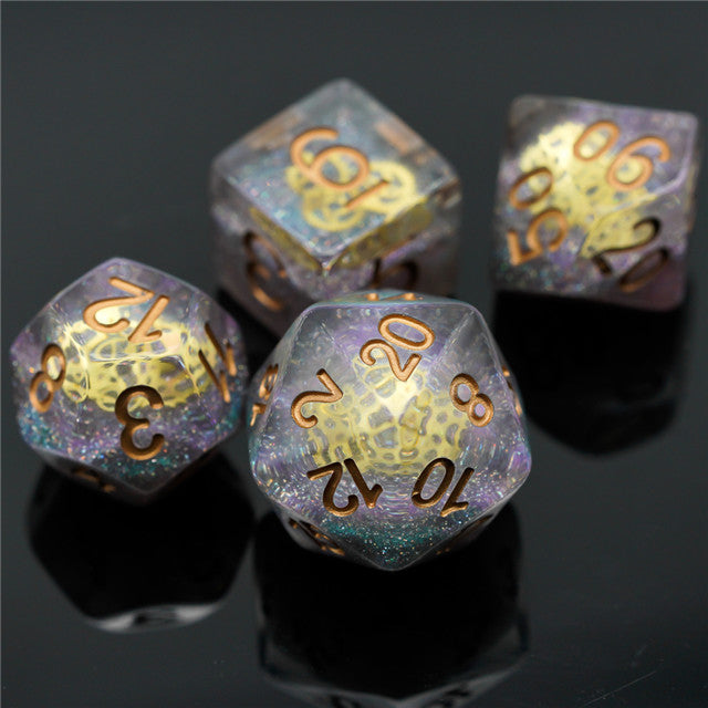 Glitter Mini Gearwheel Dice 7-Dice Dungeons and Dragons RPG (Online Only)