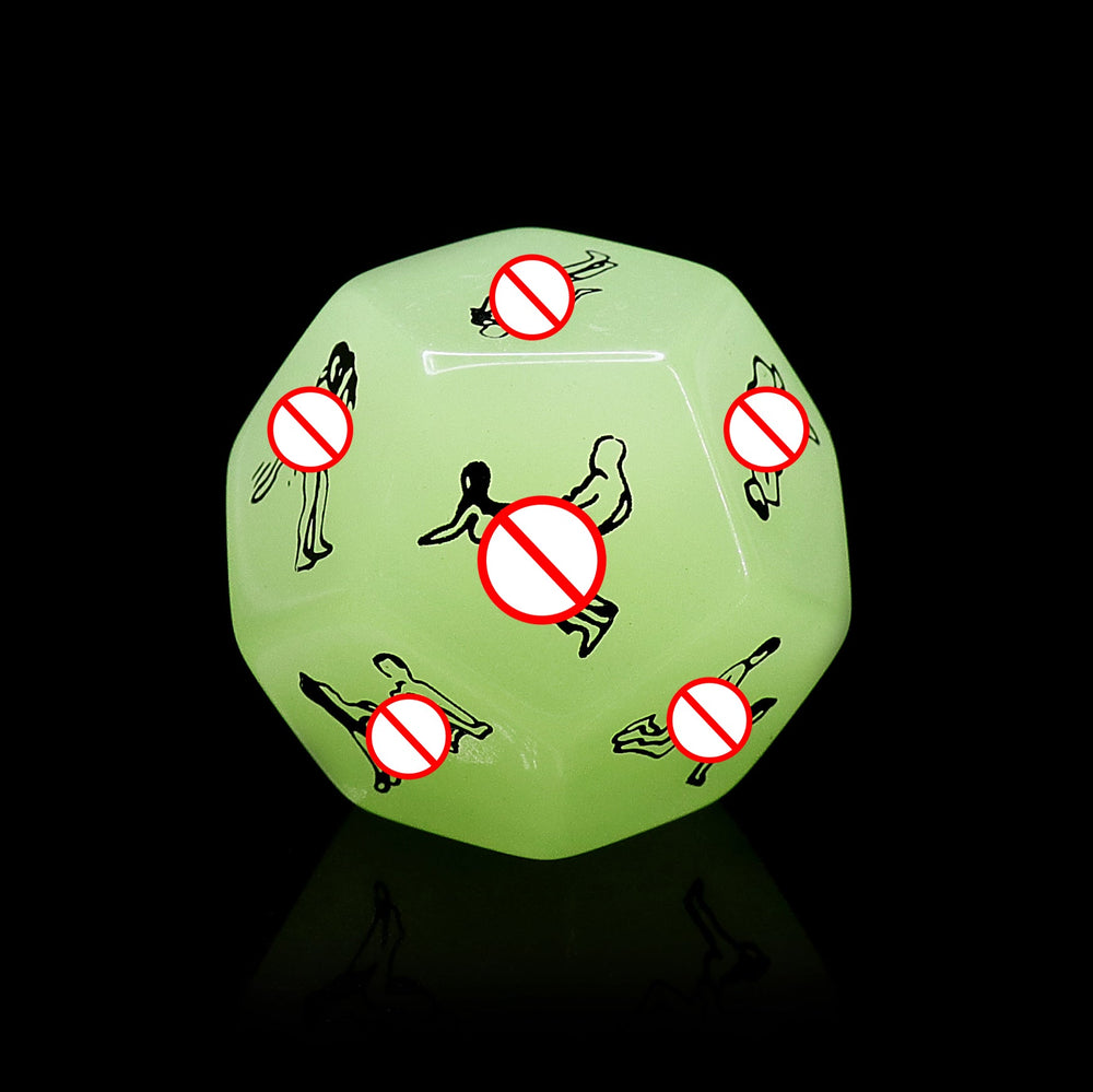 Adult Dice Sex Dice d12 25mm Green Glow in the Dark Kama Sutra Dice (Online Only)