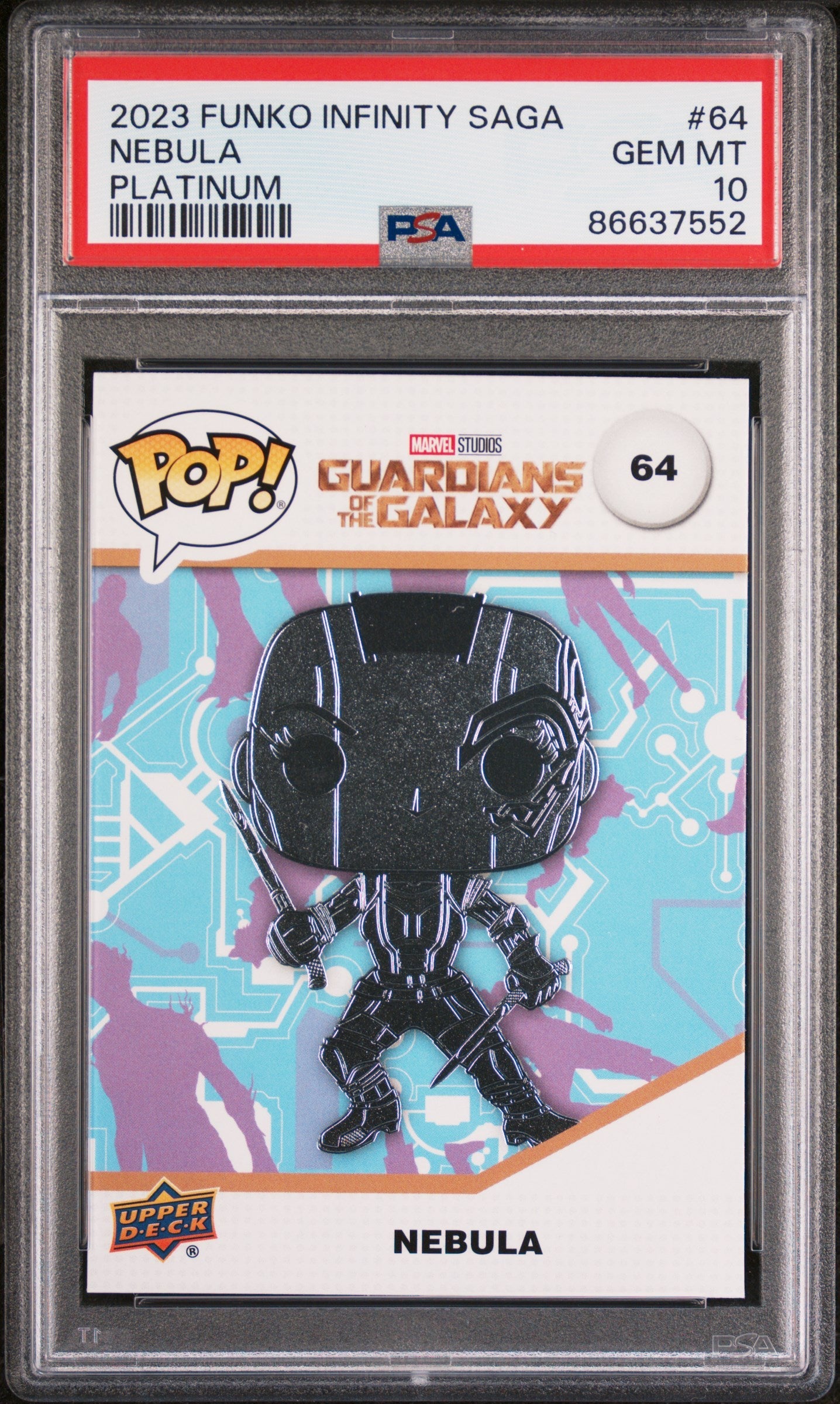 2023 UPPER DECK FUNKO POP MARVEL  NEBULA PLATINUM #64  PSA 10 (Online Order Only)