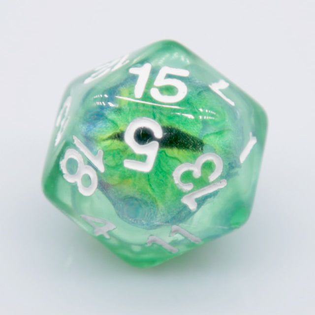 Dragon Eye d20 21.7mm Resin Standard Roll d20 [Red, Green, Blue, Clear, Smoke] (Online Only)