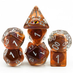 Brown Demon Eye Dragon Eye Dice 7-Dice Set Resin Dungeons and Dragons Dice (Online Only)